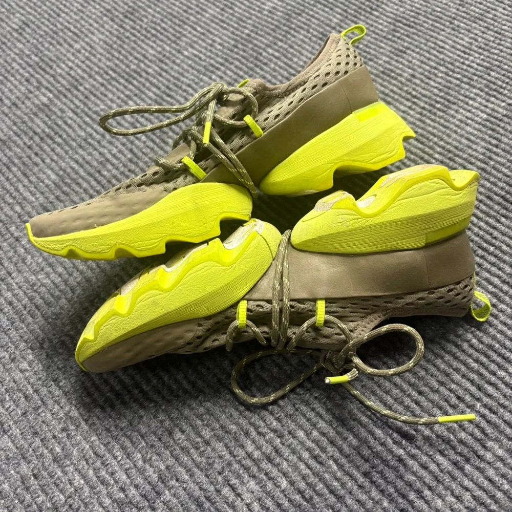 Sorel Kinetic Impact Lace Sneaker Sage Neon Yellow Mesh Shoe NL4073-365 Womens 8